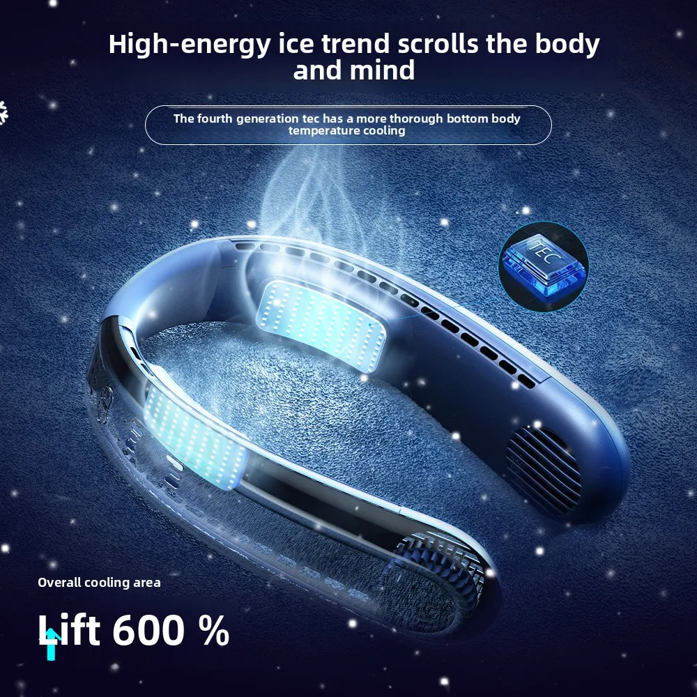 

Новое обновление 2025, полупроводниковый вентилятор с двойным охлаждением, подвесной вентилятор на шею, мини-маленький вентилятор для ленивого человека, зарядка через USB, уличный электрический вентилятор