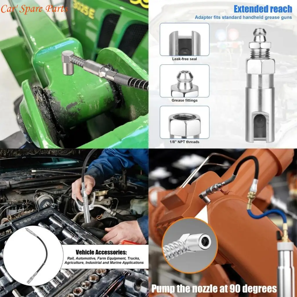Y4UA Efficient Grease Dispens Injection Tool 30cm Hose 90 Degree Adapter Nozzle Coupler for Mechanical Fittings Workshop Use