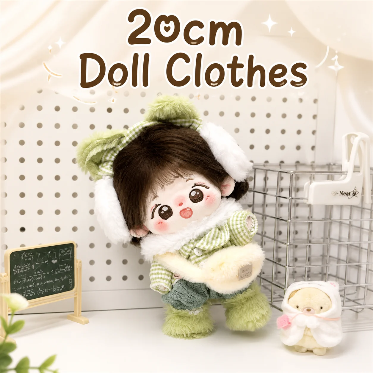 Conjunto de Ropa para Muñecas de Algodón de 20 cm, Serie Matcha Snow Domain, Combinación de Colores Blanco y Verde Fresco, Sin Atributos