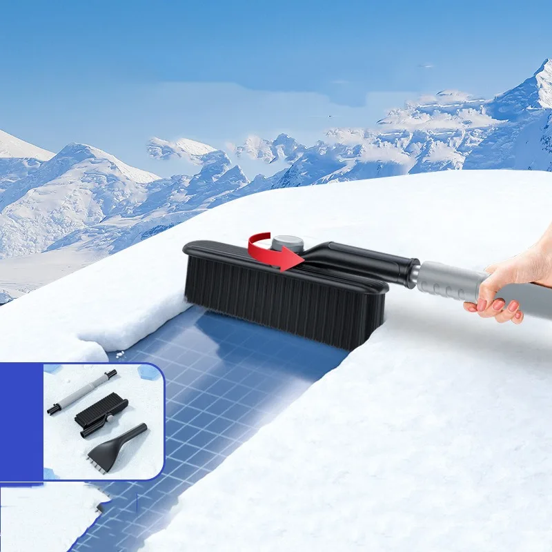 Portable Multifunctional Car Wash Snow Brush Fashion Retractable Aluminum Alloy Snow Plough Brush