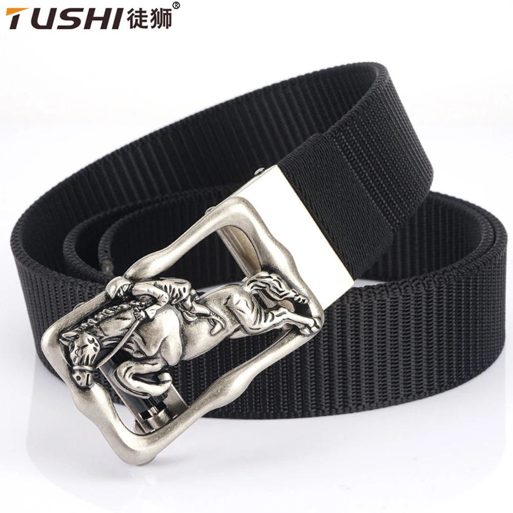 

TUSHI New Nylon Automatic Buckle Men Belt Outdoor Tooling Jeans Solid Color Canvas Waistband High Quality Tactical Belt For Men