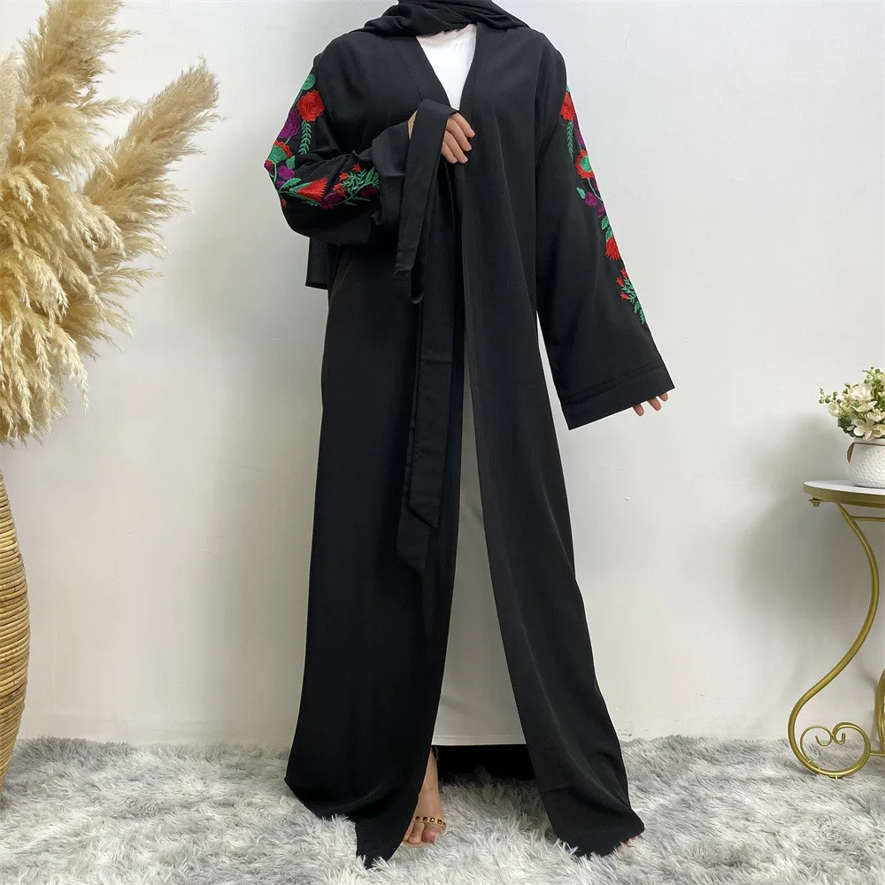 

Embroidered Open Abaya Women Muslim Maxi Dress Dubai Turkey Kaftan Islamic Jalabiya Robe Gown Eid Ramadan Clothing Abayas Caftan