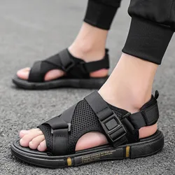 2024 New Summer Outdoor Breathable Comfort Slip on Open Shoes Casual Men Outdoor Sport Flat Sandals Shoes Soft Bottom Beach