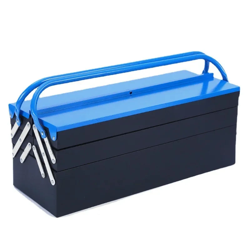 Metal thickened single tie rod iron storage box folding, large space tool box, extended iron tool box