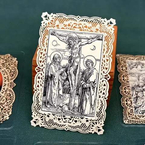 가톨릭 기독교 장식 거룩한 레이스 카드 7x11cm 십자가에 못 박힌 Albrecht Dürer 북마크 그리스도 종교 인물 아이콘 선물 Best5