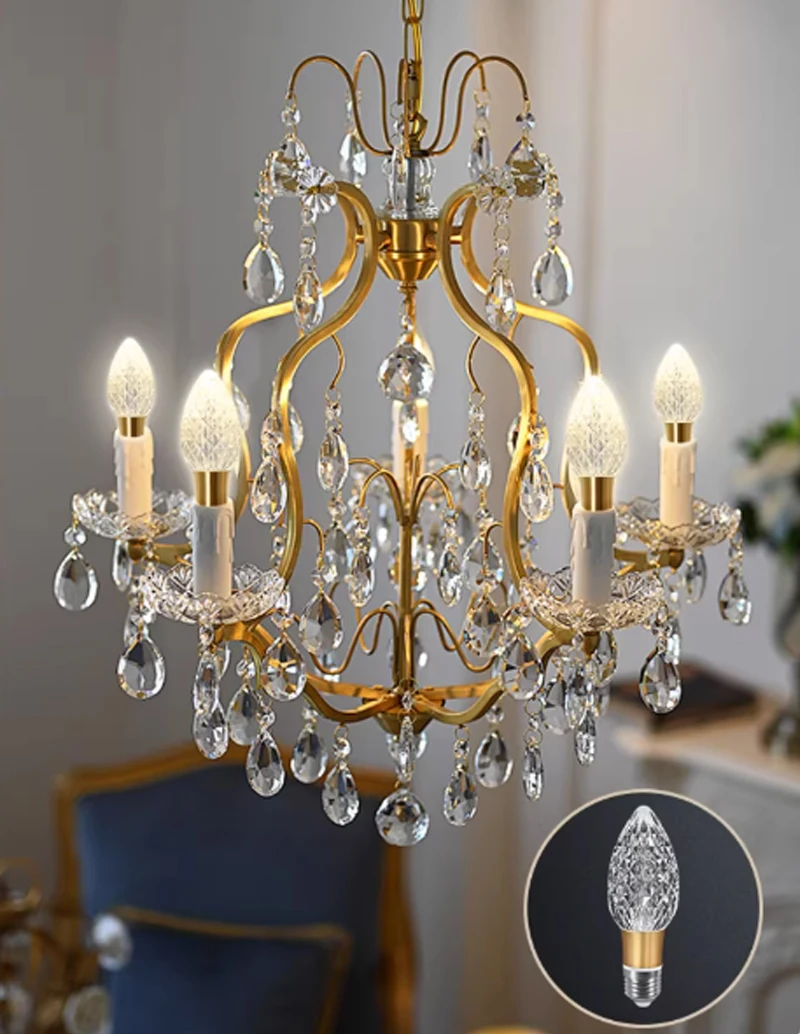 Modern Acrylic Diamond-Cut E27 E14 LED Bulb Chandelier Warm White Light cold 4000k Plug-in Hanging Lamp for Living Room Decor