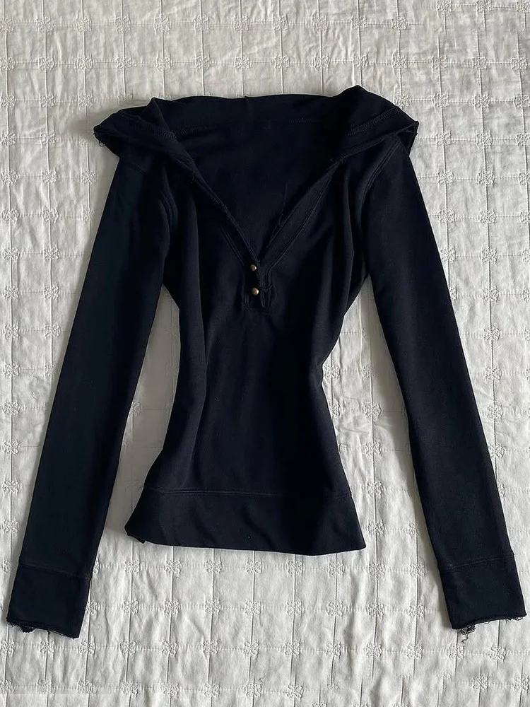 

Оригинальная хлопковая футболка Slim Fit Bla с капюшоном Y2K в стиле ретро, повседневная хлопковая футболка для женщин Moisture ng, летняя одежда