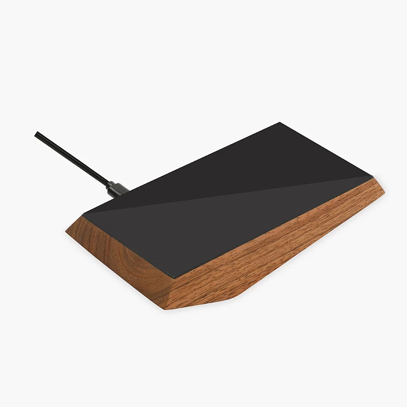 Nouveau chargeur de téléphone sans fil en bois de noyer compatible avec Apple, Xiaomi, Huawei. Bureau induction mise hors tension intelligente produit authentique