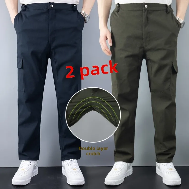 

Men's Workwear Cotton Casual Trousers Straight Leg Loose Fit Long Pants Wear Resistant Leisure Welding Labor Protect...
