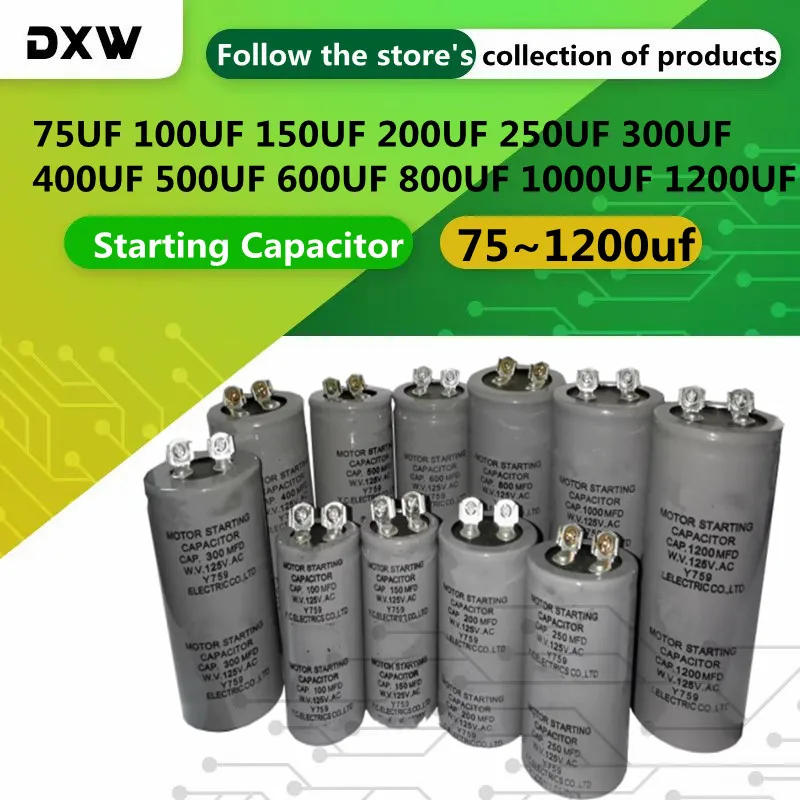 

1PCS/Lot CD60 Starting Capacitor 125V 75UF 100UF 150UF 200UF 250UF 300UF 400UF 500UF 600UF 800UF 1000UF 1200UF