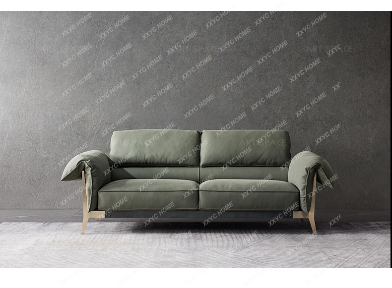 Hminimalist leather sofa simple light luxury three-person sofa