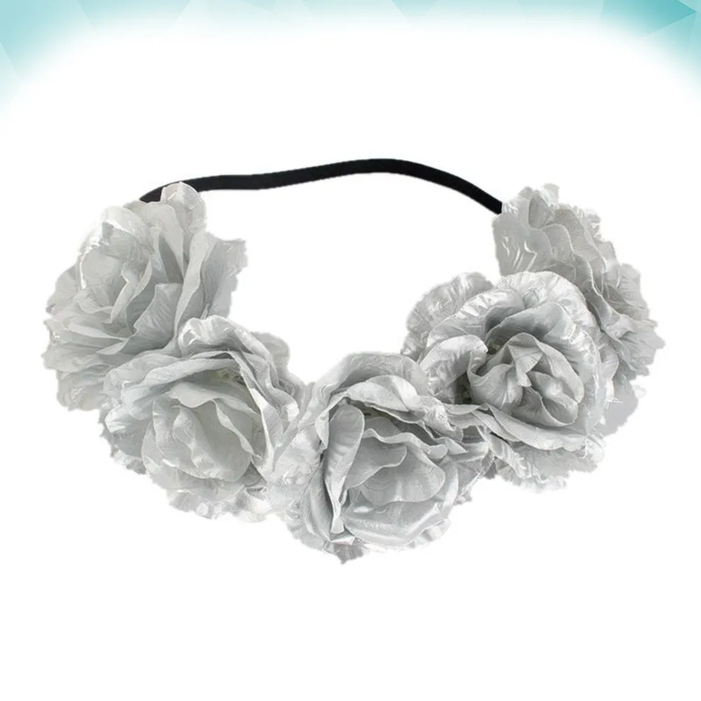 

Серебряный венок для волос с розами, повязка на голову для вечеринок, праздников и выступлений