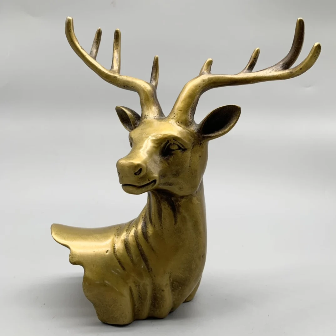 

China Fine Workmanship Brass Sculpture “Deer Head” Metal Crafts Home Decoration