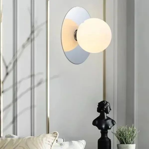 Modern Round Glass Wall Lamp Bedroom Bed Balcony Porch Living Room Wall Hanging Northern Europe Wall Light