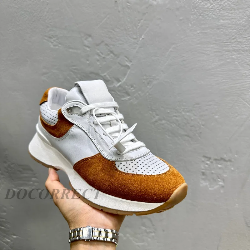 2024 Fashion Cowhide Thick Soled Women\'s Sports Shoes Full Leather Casual Tennis Shoes Running Outdoor Platform Women\'s Shoes