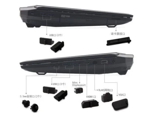 Czarna silikonowa osłona portu wtyczki do Thinkpad P17 T540P W540 W541 T440P T430 X1 Extreme/P1 Gen 1/2/3 T470 T470S T570 X230T X260