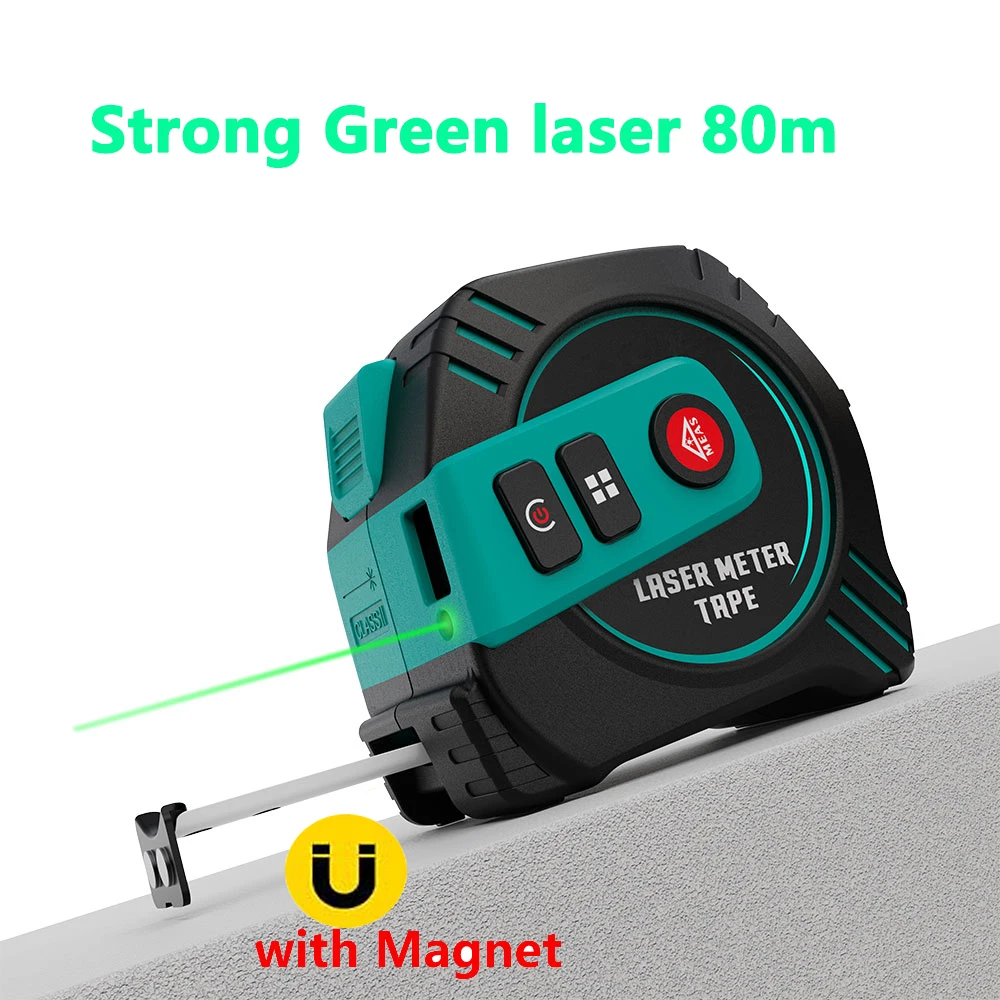 2-in-1 Grüner Laser-Entfernungsmesser 80m+5m Maßband Laser-Messgerät Multifunktional Wiederaufladbar