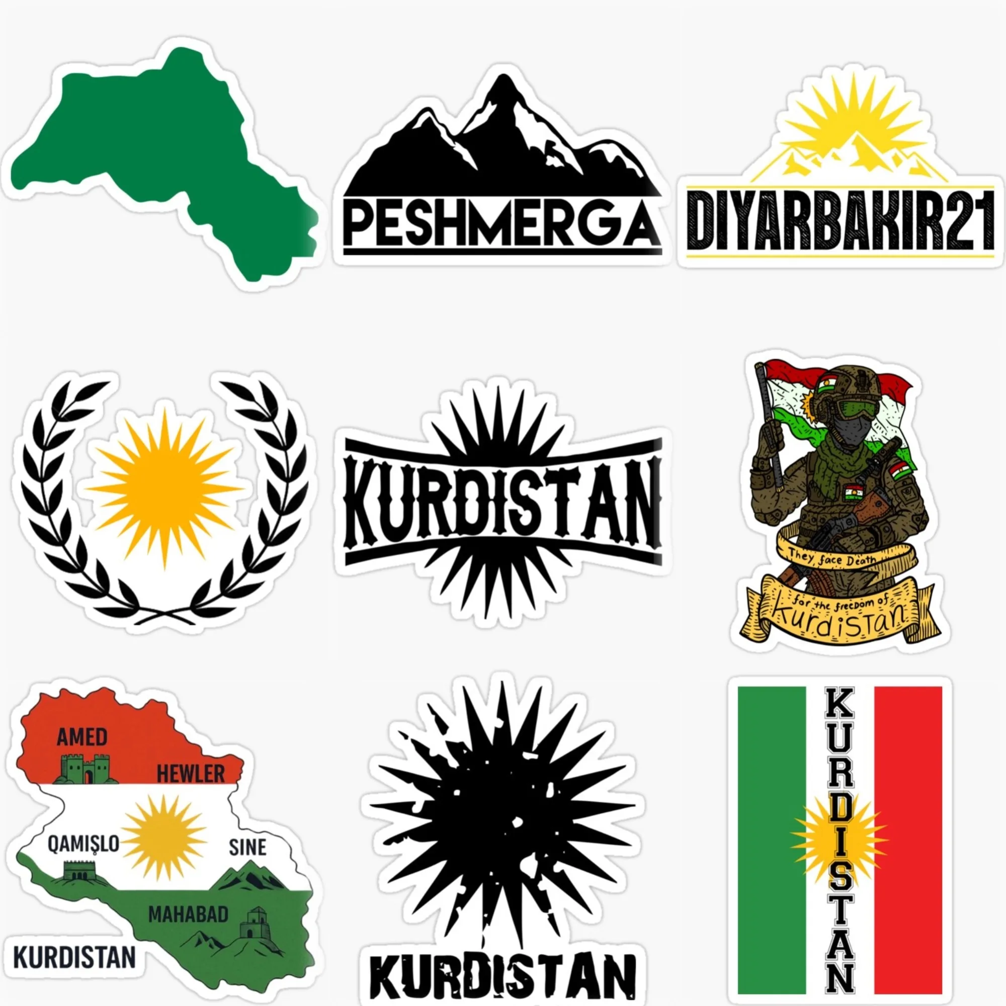 

Kurdistan Flag Map Emblem Car Stickers for Van Truck Bicycle Motorcycle Off-road Helmet Wall Decal Accessories Customizable Size
