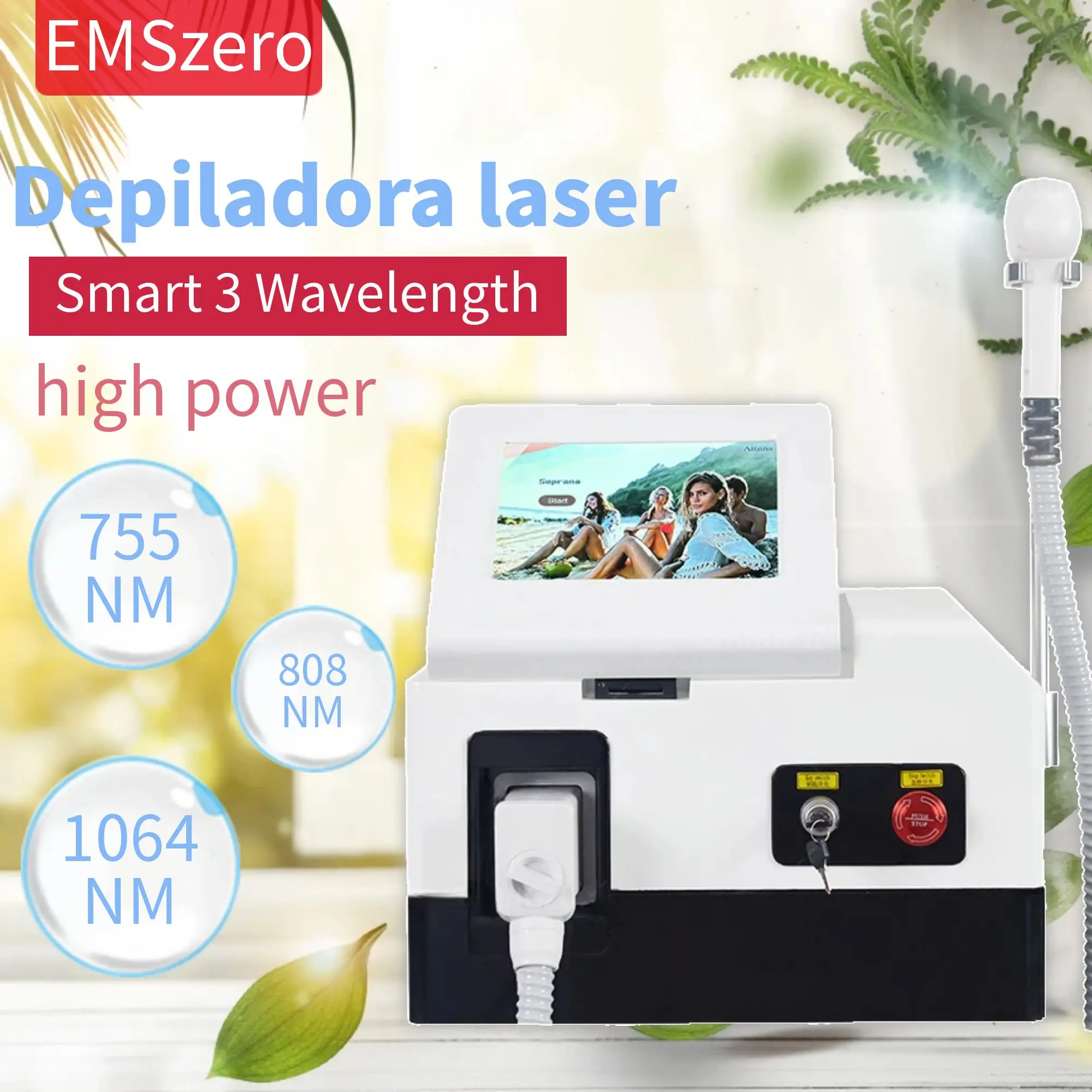 Diode Laser Hair Removal Machine High Tech Smart 3 Wavelengths 808NM 755NM 1064NM Super high power Restore silky smooth skin