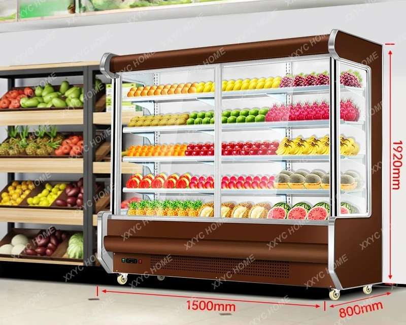 Wind Screen Counter Fruit Preservation Supermarket Commercial Vertical Beverage Spicy Hot Refrigerated Display Cabinet