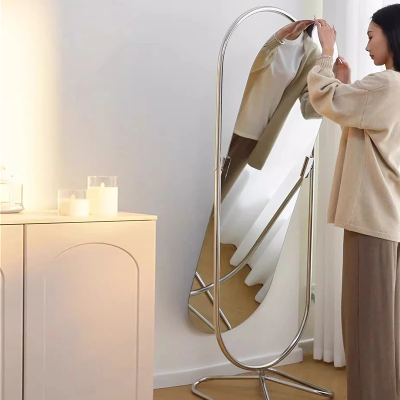 مرآة أرضية بيضاوية على الطراز الكوري للفتيات مرآة جمالية حديثة لتزيين غرفة المعيشة منتجات منزلية فاخرة غير تقليدية إنفينيتي Espelhos