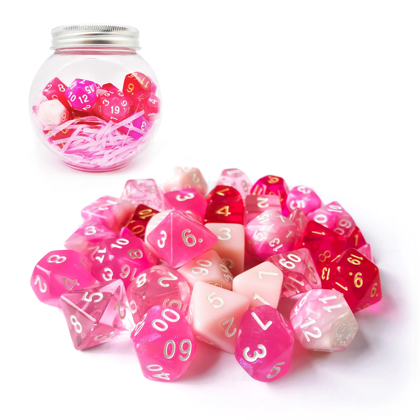 Bescon Polyhedral RPG Dice Full 35pcs Blossom Set, DND Role Playing Game Dice 5X7pcs