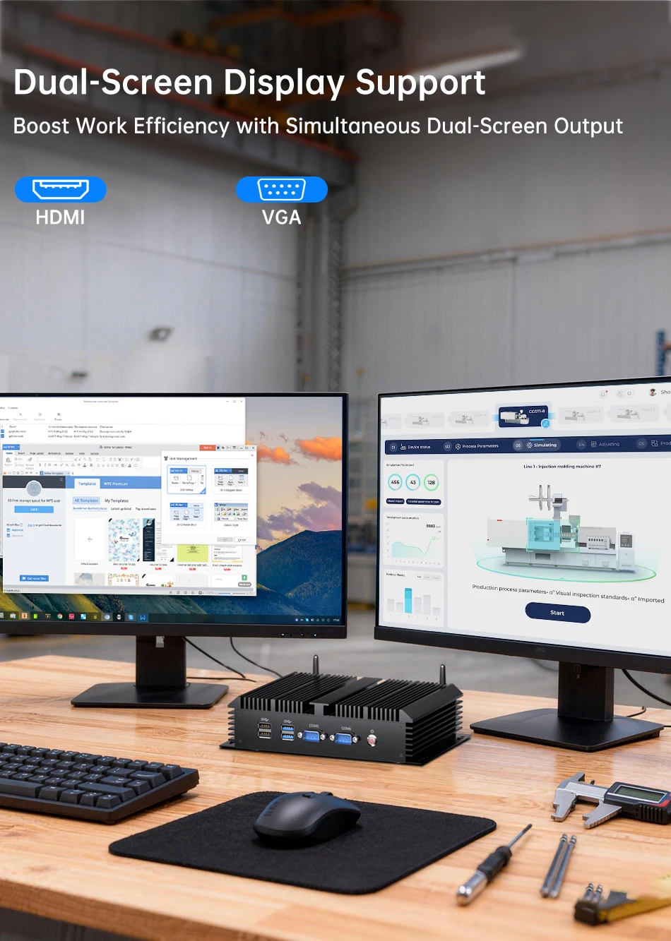 MSECORE Industrial Mini PC Fanless Intel Core i7/i5/i3 6COM RS232 Dual GbE LAN Wake on LAN Auto Power On 4G Slot Dustproof 24/7