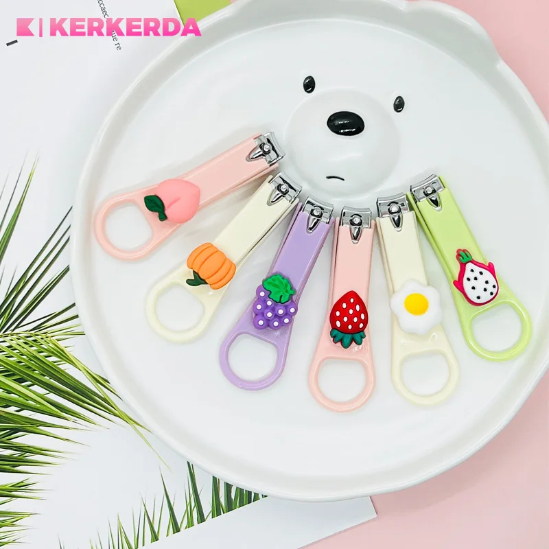 Kid\'s Nail Clipper Cute Cartoon Fruit Nail Clipper for Student Girls Beauty Household Manicure Care Tool Splash-Proof Durable