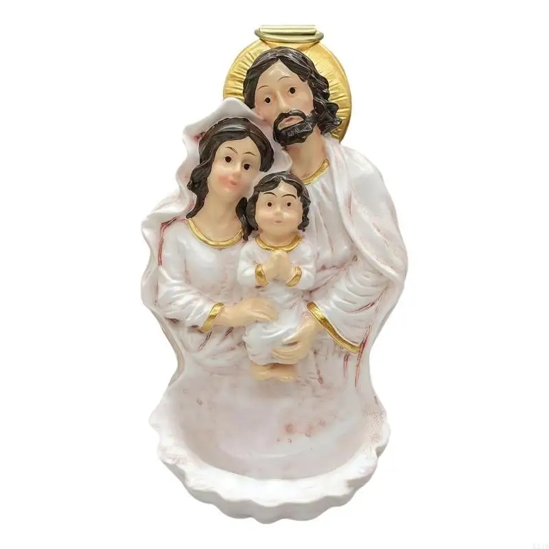 Detailed Nativity Scene Figurine Resins Hanging Decors Holy Water Font For Living Room Bedroom Prayer Church Ornament 