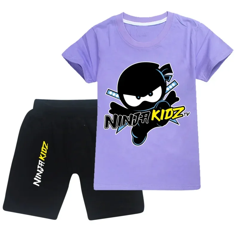 Sn60 Ninja Kidz kids clothes cotton sport tracksuits children sweatshirt T-shirts suit cartoon set teenager girls boys cloth1 &