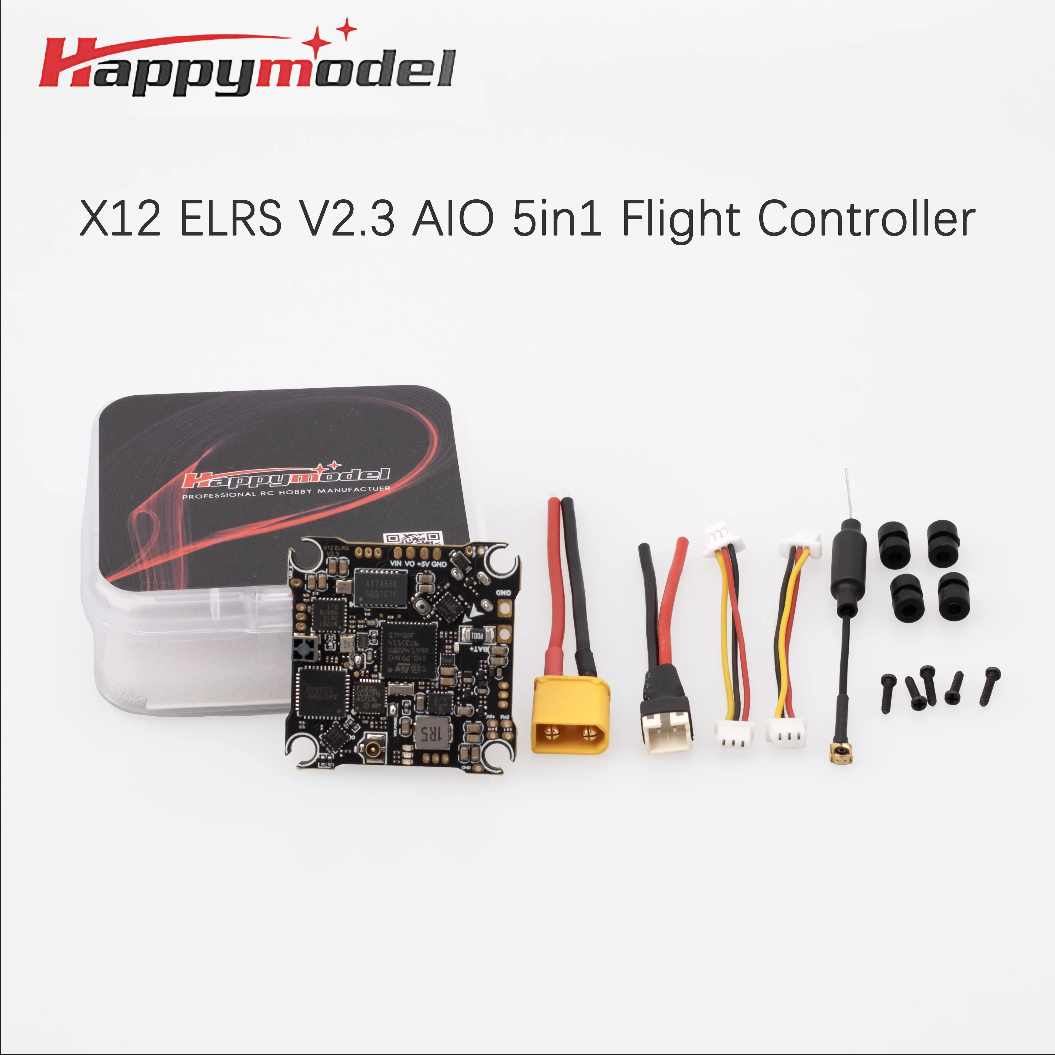 HappyModel X12 ELRS V2.3 AIO 5in1 Flight Controller 1-2S Built-in BLHELIS 12A ESC 400mW VTX For FPV MICRO Tinywhoop Mobula 8 FC