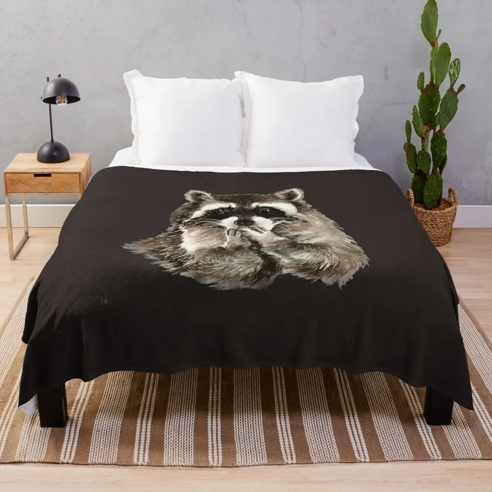 

Cute Raccoon Blowing Kisses Throw Blanket heavy to sleep Retros cosplay anime Blankets