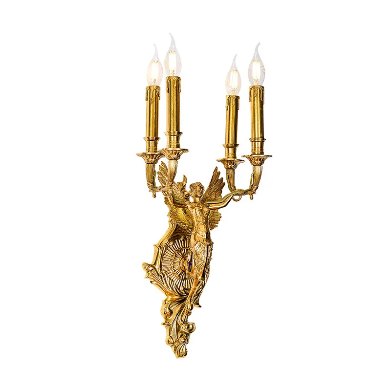

French style, all copper wall lamp, classical living room, background wall, lamp bedroom, study, wall lamp