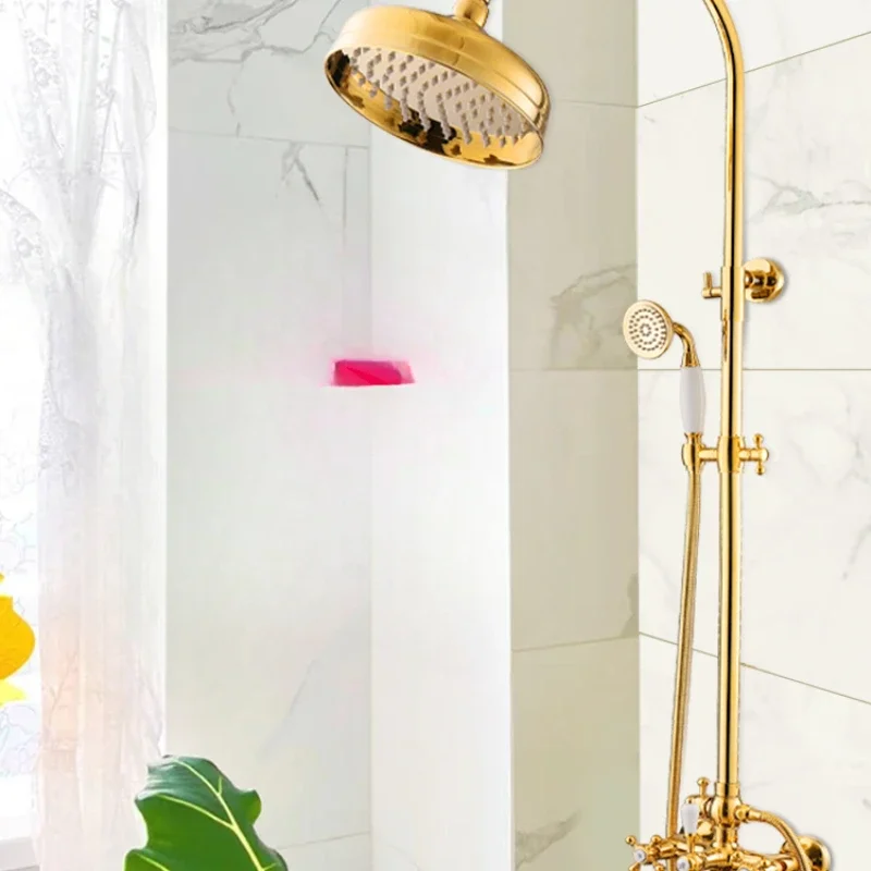 Shower set Wall-mounted bathroom Double control all-copper faucet top spray