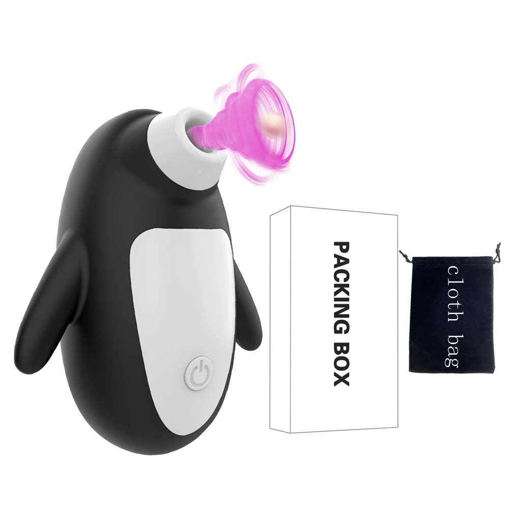 Penguin Oral Sucking Vibrator for Women Clitoral Nipple Stimulator with 10 Powerful Vibration Modes Waterproof Clit Sex Toys