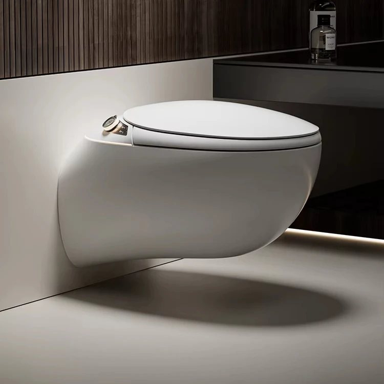 

High-end Egg Shape Ceramic Hanging Automatic Sanitary Ware WC Water Closet Bathroom Intelligent Electric Wall Hung Smart Toilet