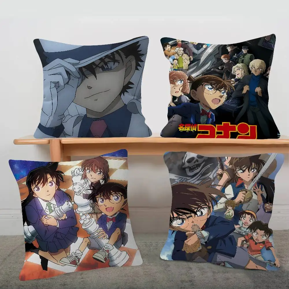 Pillow Case Plush Fabric Soft Double Sided Print Sofa Cushion Cover Throw Pillow Covers Anime D-Detective C-Conan