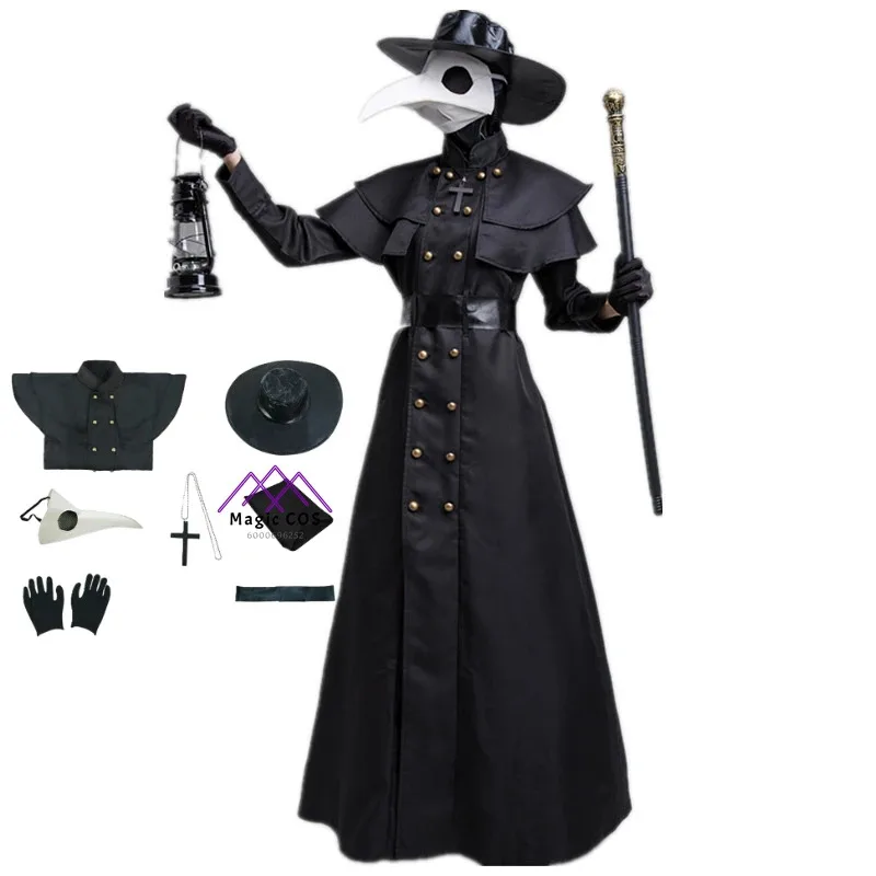 

Halloween Plague Doctor Costume Cosplay Mask Hat for Men Women Diablo Death Raven Beak Mask Cloak Halloween Cape Anime Clothes