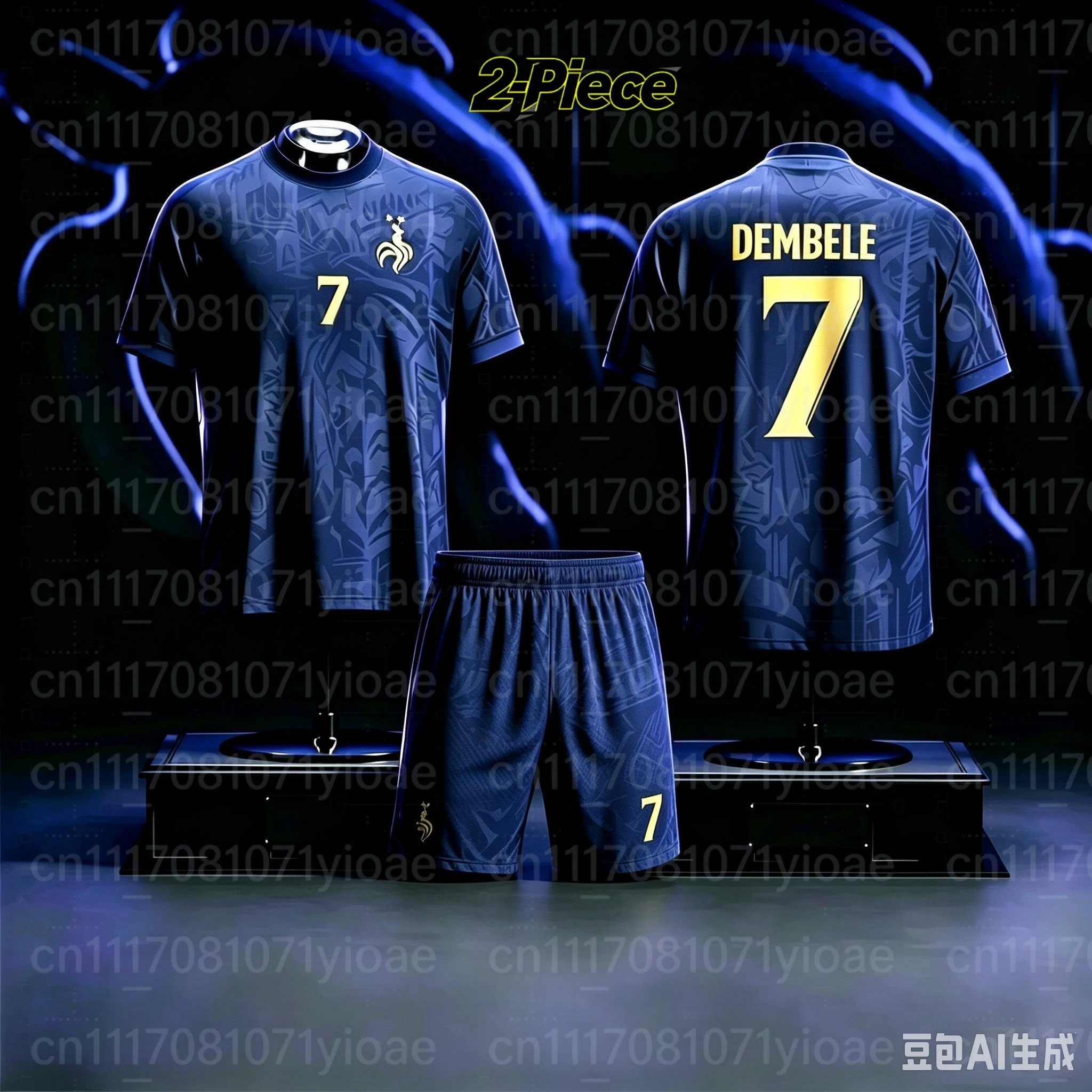2026 Frankreich Fan Mbappe Nr. 10 Fußballtrikot Neues 2-Teiliges T-Shirt & Shorts Set, Einzelnes Oberteil Verfügbar, Sport-Trainingsanzug für Kinder & Erwachsene – Detail 8