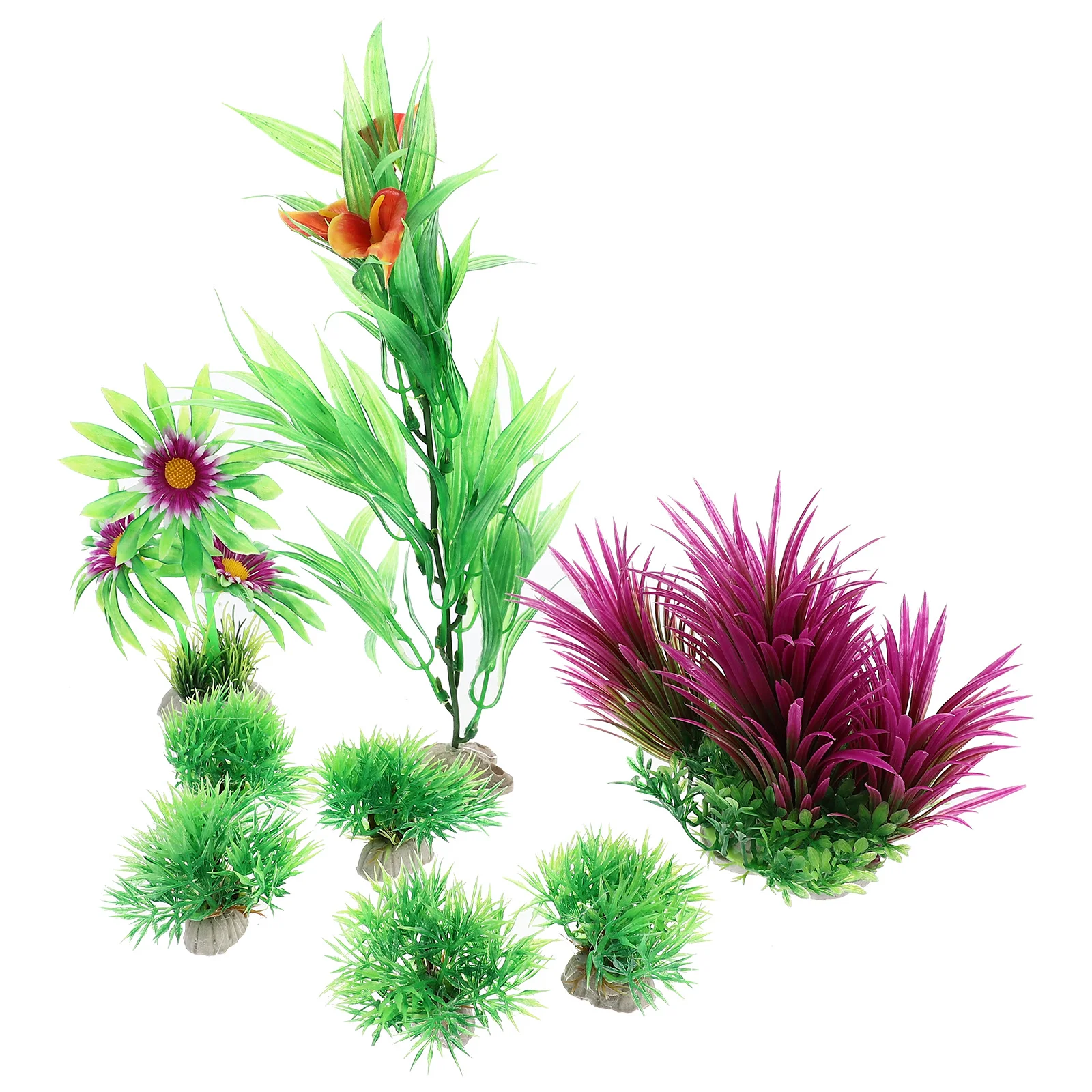 

8 Pcs Artificial Plants for Aquarium Decor Fish Tank Accessories Realistic Plastic Decoration Safe Water Long Use Pet Supplies