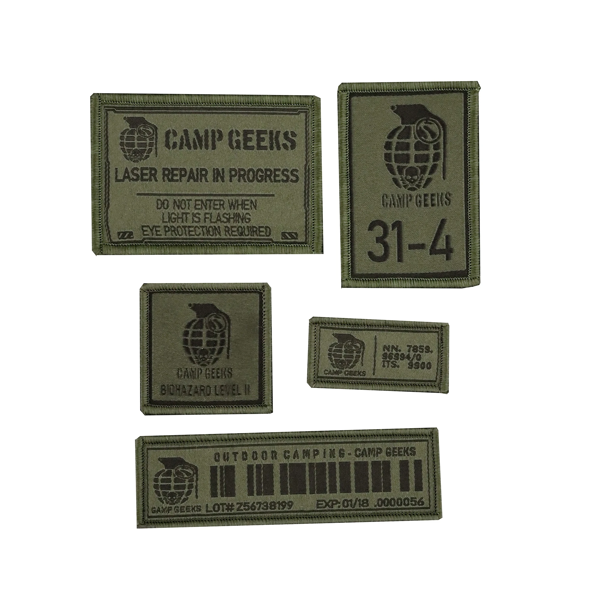 

Japanese CAMPGEEKS Original Outdoor Camping Military Style Velcro Embroidered Emblem Morale Badge 5Pack