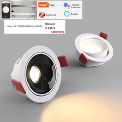 Zigbee 3.0 embedded LED COB spotlight ultra-thin dimming anti glare aluminum tube light, suitable for living room and bedroom sp