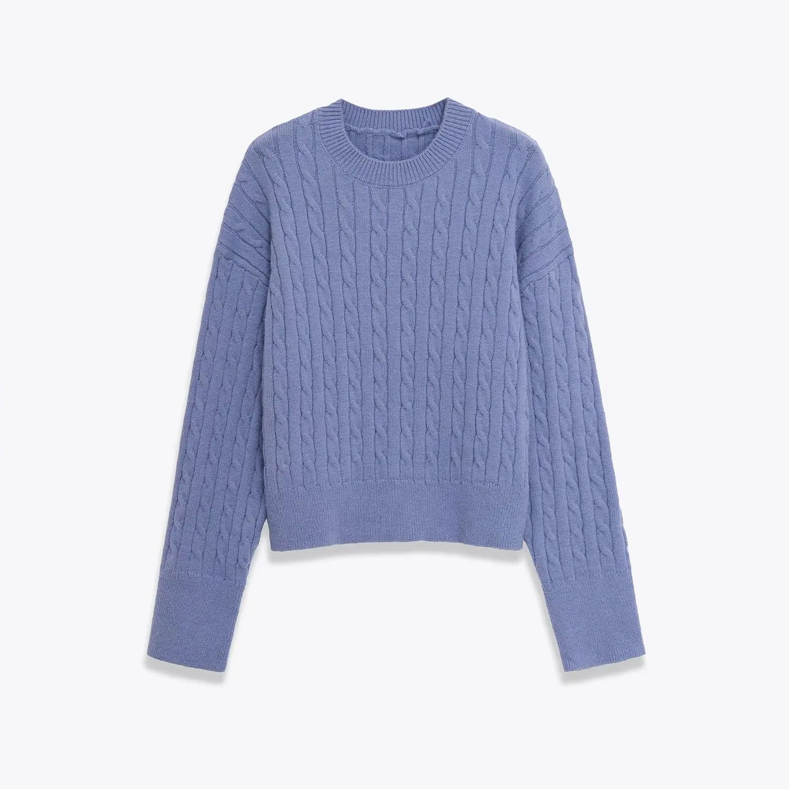 

Женский вязаный свитер с круглым вырезом и длинными рукавами, однотонный укороченный вязаный пуловер, повседневный универсальный осенний топ