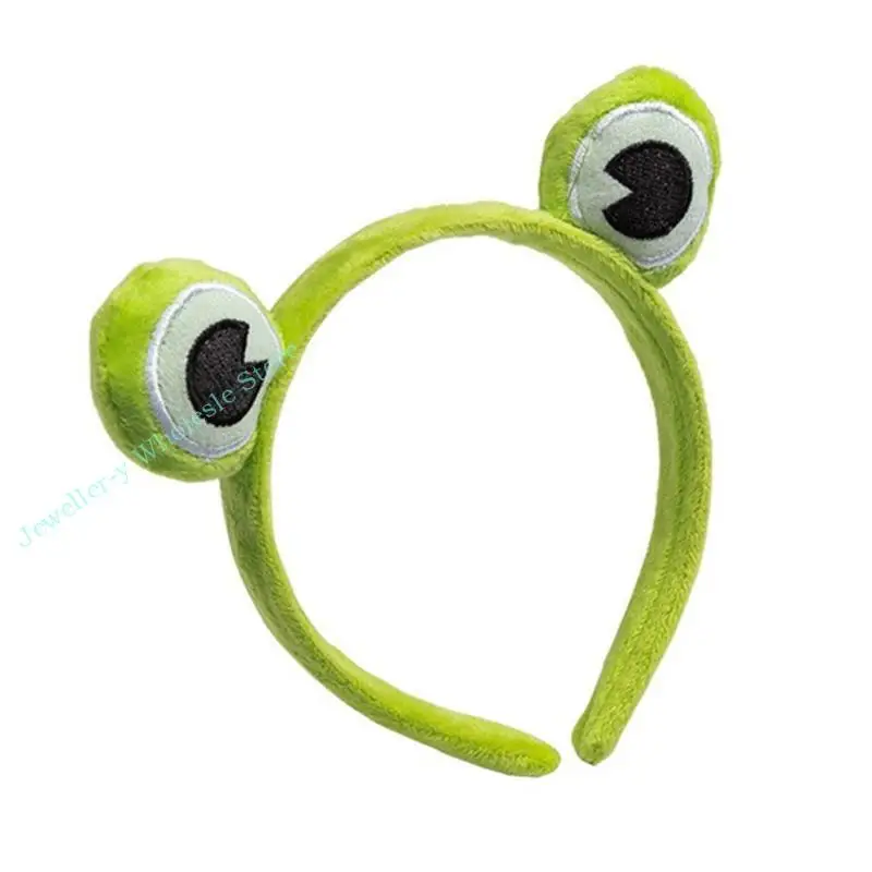 

R7UF Wash Face Makeup Headband for Frog Eyes Elastic Hair Hoop Plush Wrapped Ban