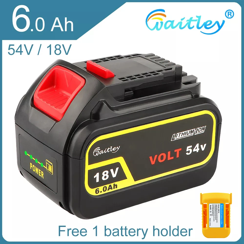 Waitley 18V 54V 6,0ah akumulator litowo-jonowy o zmiennym napięciu kompatybilny z 606 elektronarzędziami bezprzewodowymi 20V 60V DEWALT