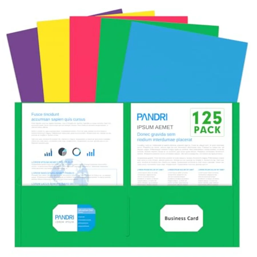 

Two Pocket Folders 125 Pack 2 Pocket Folders Letter Size Paper File Folder for School Office Home Business Assorted 5 Colors