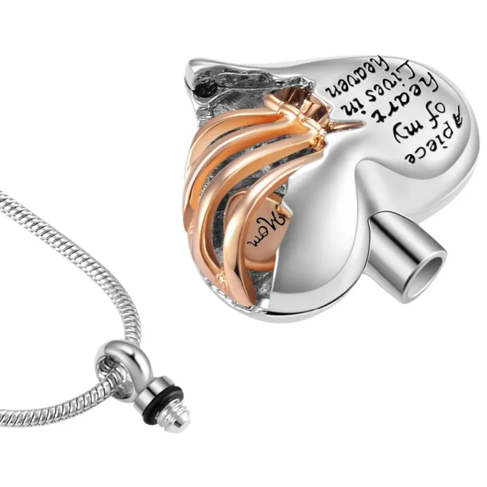 قلادة على شكل جرة حرق القلب للرماد البشري - قطعة من قلبي تعيش في الجنة تذكارات تذكارية مجوهرات جنائزية #3
