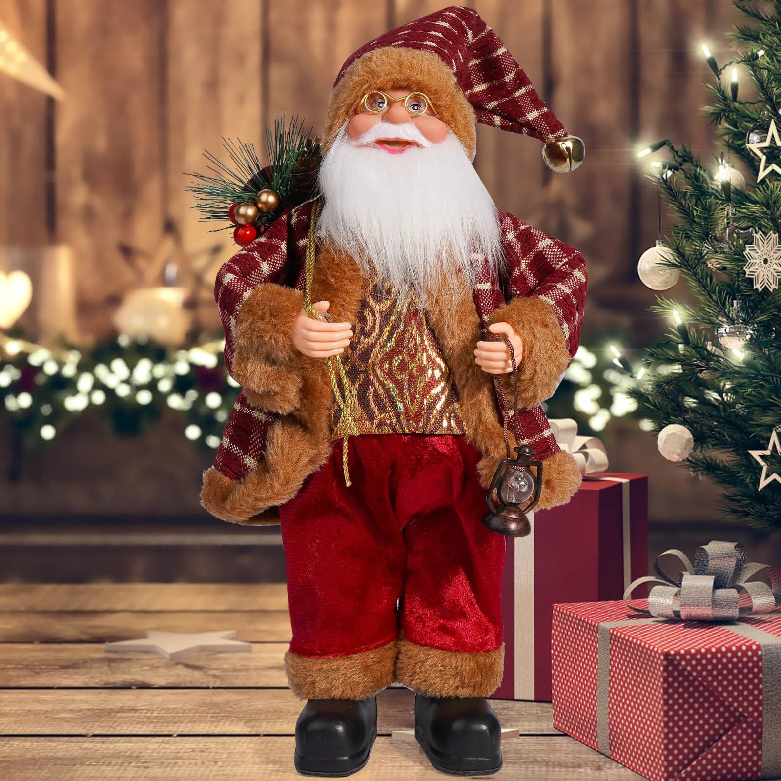 Christmas 30cm Santa Figure Standing Santa Doll Window Decorations Christmas Decorations Christmas Gifts Holiday Gifts