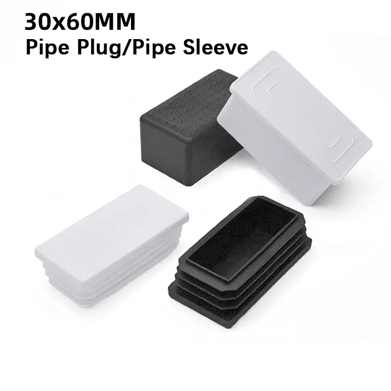 4/20/100PCS 30*60mm 3x6cm Plastic Rectangular Tube Inner Plugs Pipe Caps for Stainless Steel Tubes Table Chair Foot Inserts