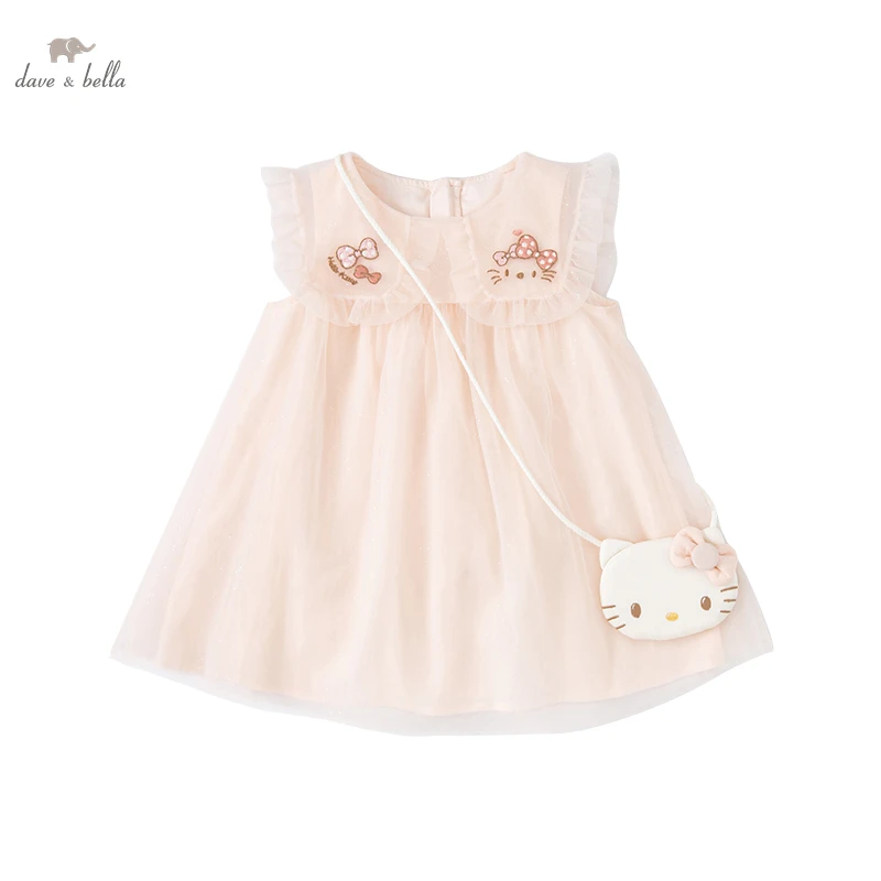 DB2222064 dave bella summer baby girls cute cartoon print  dress with small bag gilrs  party dress girl infant lolita clothes